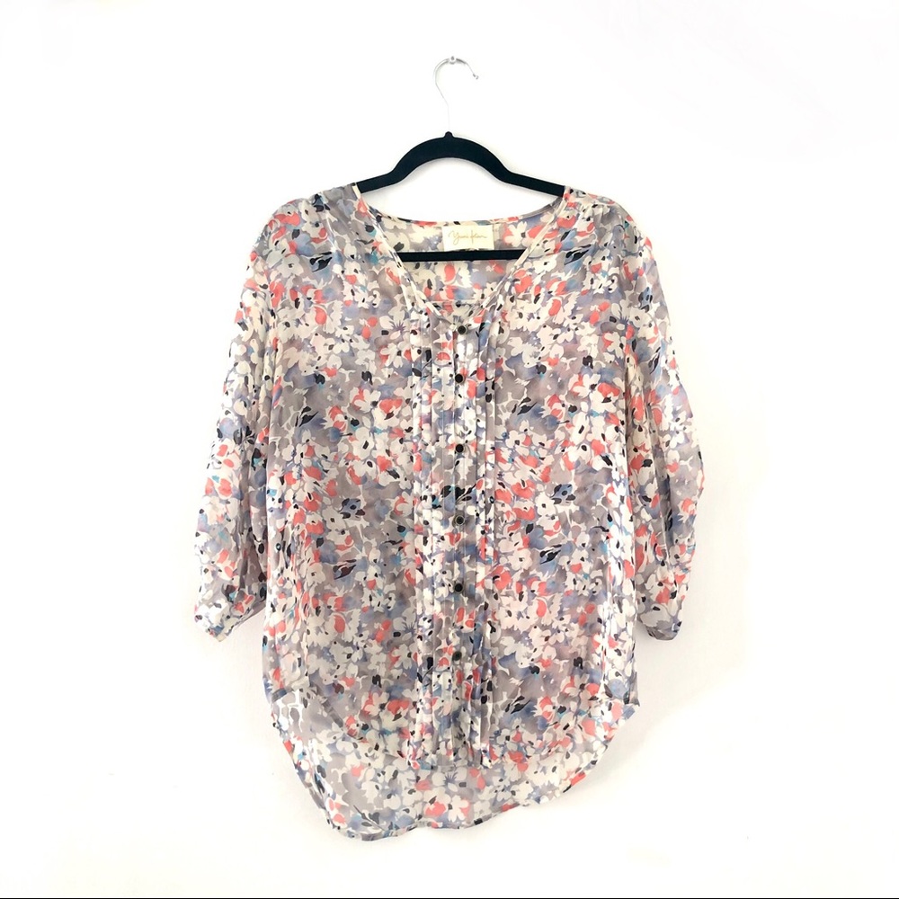 Yumi Kim Lizzie Silk 3/4 Tab Sleeve Top Medium